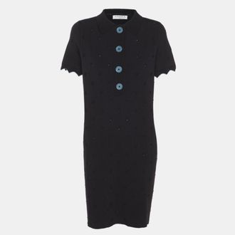 Sandro Navy Blue Stretch Crepe Mini Dress
