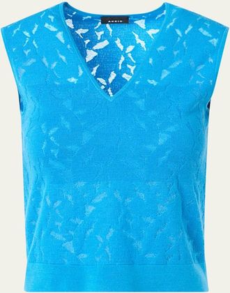 Akris Whitecaps Knit V-Neck Vest