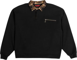 Pleasures Poloshirt met ritsdetail en zak - Zwart