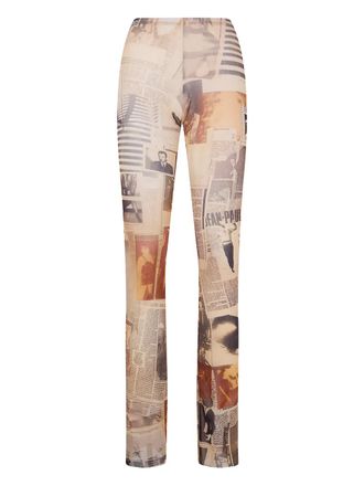 Jean Paul Gaultier newspaper-print leggings - Toni neutri