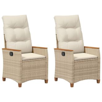 vidaXL Silla De Jard&iacute;n Reclinable Beige Y Crema 64 X 57,5 X 112 Cm Vidaxl