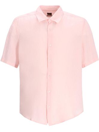 HUGO BOSS Pink Regular Fit Linen Shirt
