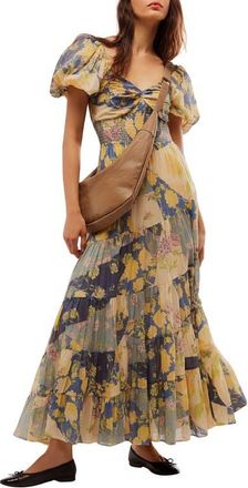 Free People Sundrenched Floral Tiered Maxi Sundress in Blue Combo Option 2 at Nordstrom, Size X-Large