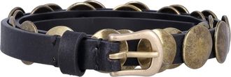 Golden Goose Black Trinidad Thin Belt with Gold Studs - female - Golden Goose - Belts - Black - 95 CM - Accessories