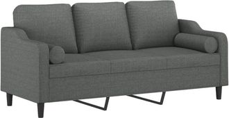 vidaXL Vidaxl - Sof&aacute; De 3 Plazas Con Cojines Tela Gris Oscuro 180 Cm