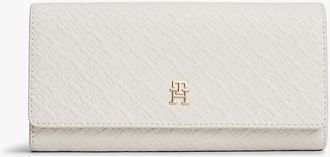 Tommy Hilfiger Womens Allover Monogram Large Flap Wallet - White