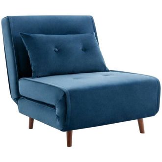Vente-Unique Vente-unique - Poltrona letto in Velluto Blu notte - uribia