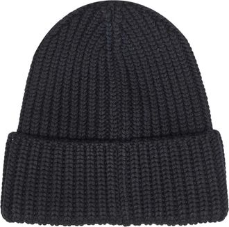 Saint Laurent Ribbed Wool Beanie - Heren - Hoeden - Zwart - L - Wol - Accessoires