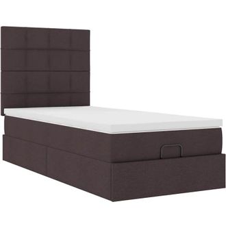vidaXL Cama Otomana Con Colch&oacute;n Marr&oacute;n Oscuro 90x200 Cm Tela Vidaxl