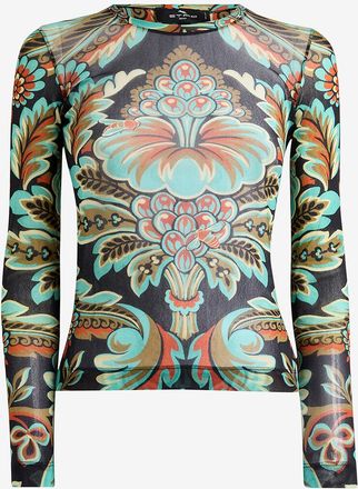 Etro Lang&auml;rmeliges Oberteil aus transparentem T&uuml;ll