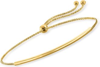 RS Pure by Ross-Simons 14kt Yellow Gold Round Bar Bolo Bracelet