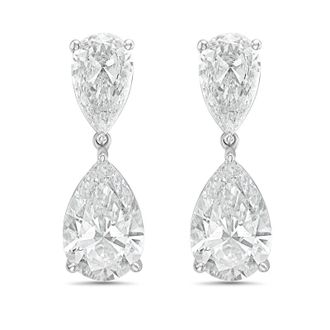 Diana M. Jewels 14KW WG 10.00 Ct TW of Lab grown pear shape diamond drop earrings