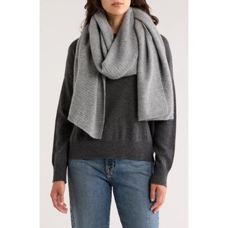 Nordstrom Cashmere Rib Scarf in Mid Heather Grey at Nordstrom Rack