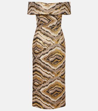 Markarian Gloria off-shoulder jacquard midi dress