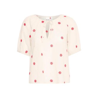 Ichi Blusa Latte di Mandorla con Stampa Fine - - Blouses & Shirts - Donna - Beige - S
