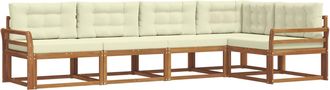 vidaXL Conjunto De Sof&aacute;s De Exterior 5 Uds. Natural Y Crema Vidaxl