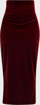 Alberta Ferretti Velvet Fitted Midi Skirt