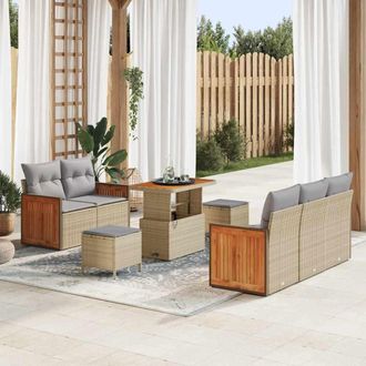vidaXL Conjunto De Sof&aacute;s De Jard&iacute;n 8 Uds. 7-n&uacute;mero De Plazas Vidaxl