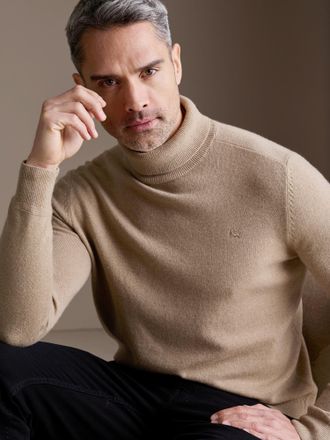 Lerros Rollkragenpullover LERROS Herren Rollkragenpullover - l&auml;ssige Optik, w&auml;rmender, Herren, Gr. XXL, tender beige melange, 88% Wolle, 12% Kaschmir, ohne A