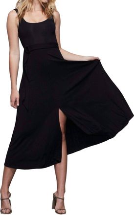 Good American Belted Open Front Swing Tank Dress In Black