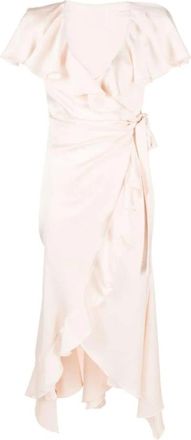 Philosophy di Lorenzo Serafini Roze Pink Satijnen Wikkeljurk - Dames - Feestkleedjes - Roze - M - Satijn - Kleedjes