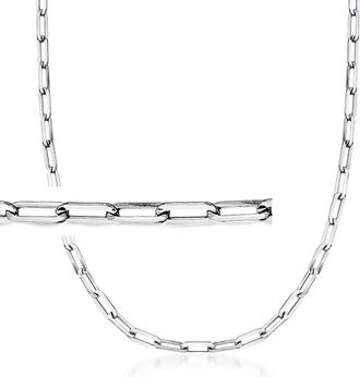 Ross-Simons Italian Polished Sterling Silver Paper Clip Link Necklace