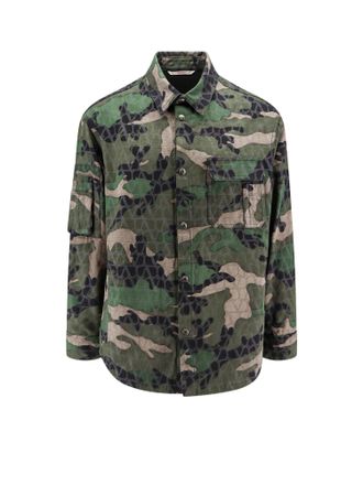 Valentino Cotton Jacket With Camouflage Motif-Uomo
