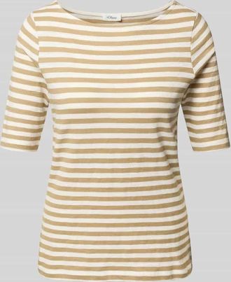 s.Oliver Red Label Slim Fit Strick-Shirt aus reiner Baumwolle in Sand, Größe 38