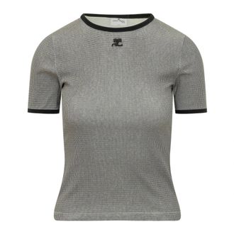 Courr&egrave;ges T-Shirts, female, Gray, Size: M Signature Contrast T-Shirt