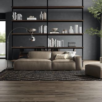 Castlery Dark Brown Top Grain Leather Left Side Chaise Sofa | Jonathan by Castlery