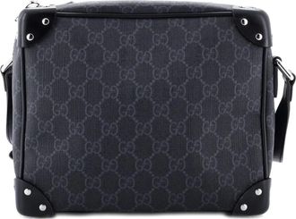 Gucci Trunk Shoulder Bag GG Coated Canvas with Studded Leather crossbody bag - Zwart