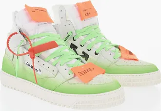 Off-white Leather High-Top Sneakers with Ombre Effect Off-White