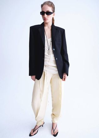 Mango Pantaloni harem bordo inferiore raso gancetti grezzo - Donna - 36 - MANGO