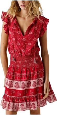 Pepe Jeans London Cyra Jurk - Dames - Zomerkleedjes - Rood - XS - Katoen - Kleedjes