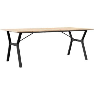 vidaXL Vidaxl Mesa Comedor Marco Y Madera Maciza Pino Y Hierro 200x100x75 Cm