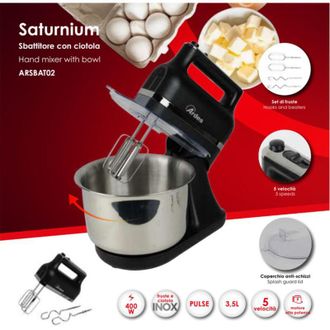 Ardes Batidora El&eacute;ctrica Saturnium Arsbat02 Con Bol De Acero Inoxidable De 400 W, Negra