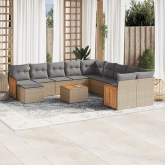vidaXL Set De Sof&aacute;s De Jard&iacute;n 12 Pzas Y Cojines Rat&aacute;n Sint&eacute;tico Marr&oacute;n Vidaxl