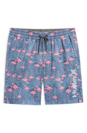 Hurley Flamingo Fern Volley Swim Shorts in Grey Teal at Nordstrom Rack, Size X-Large