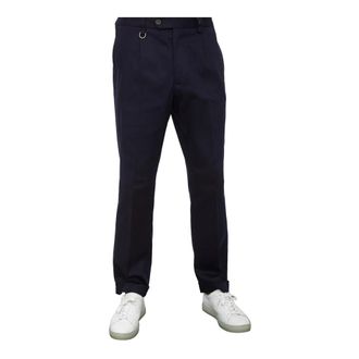 Paolo Pecora Broeken, Heren, Blauw, L, Katoen, Blauwe Stoffen Broek Stijlvol Model