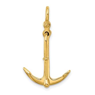 Diamond2Deal 10k Yellow Gold 3-D Polished Anchor 2 Piece Moveable Charm