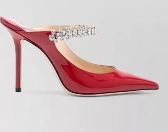Jimmy Choo London crystal strap velvet pumps 100 stiletto heel