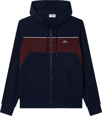 Lacoste Heren Colour Block Full Zip Hoodie (Marine, Rood)