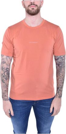C.P. Company C.p. Company, Tops, Heren, Oranje, M, Katoen, Resist Dyed Logo T-Shirt