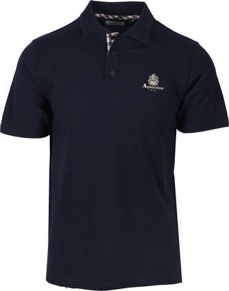 Aquascutum Mens Small Logo Piquet Polo Shirt Navy Cotton - Size X-Large