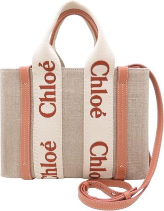Chlo&eacute; Linen Leather Handbag (Pre-Owned)
