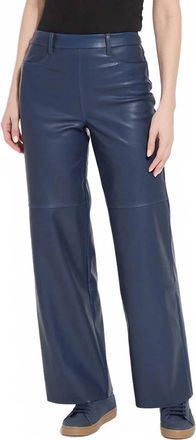 Lyss&eacute; Cortina Hi Waist Wide Leg Vegan Leather Pants In Deep Blue