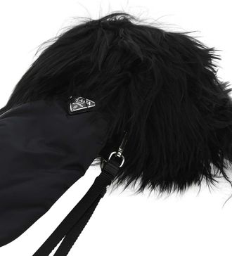Prada Womens Nylon And Nappa Leather Gloves Black Lamapacos