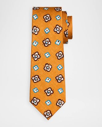 Kiton Men & apos;s Silk Abstract Floral 7-Fold Tie