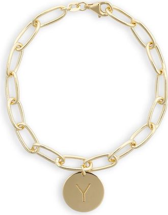 Meshmerise Initial Disc Charm Bracelet in Yellow-Y at Nordstrom Rack