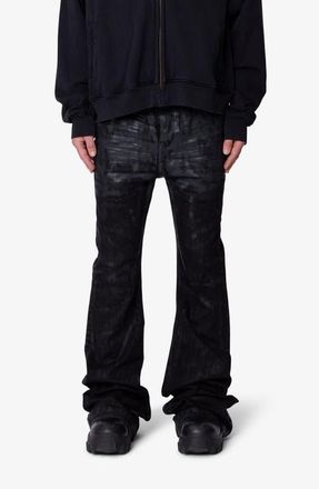 mnml Super Stacked Hem Jeans in Waxed Black at Nordstrom, Size 32